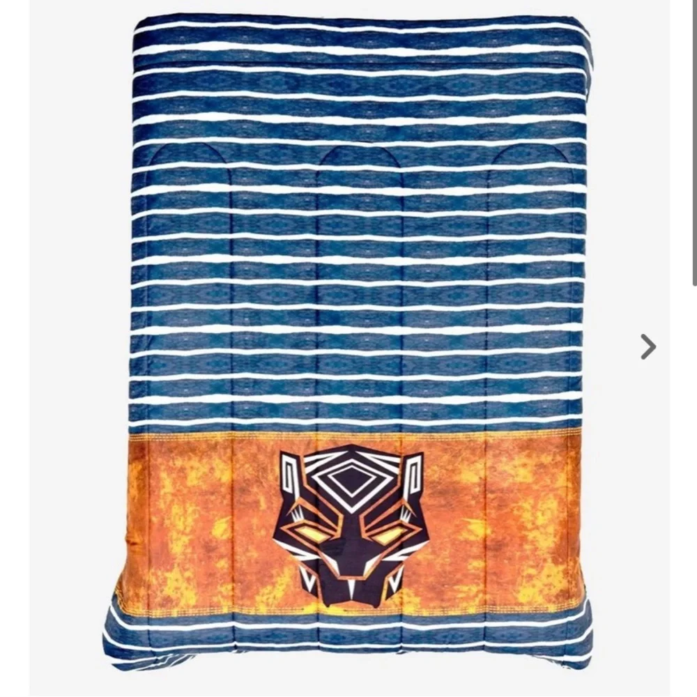 Marvel Black Panther Logo &‎ Stripes Full/Queen Comforter Hot Topic MCU
